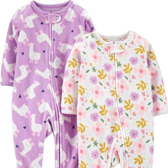 Simple Joys by Carter's Llama/Floral Fleece Sleep & Play 2 Pack - 3 Months - Picture 4 of 4
